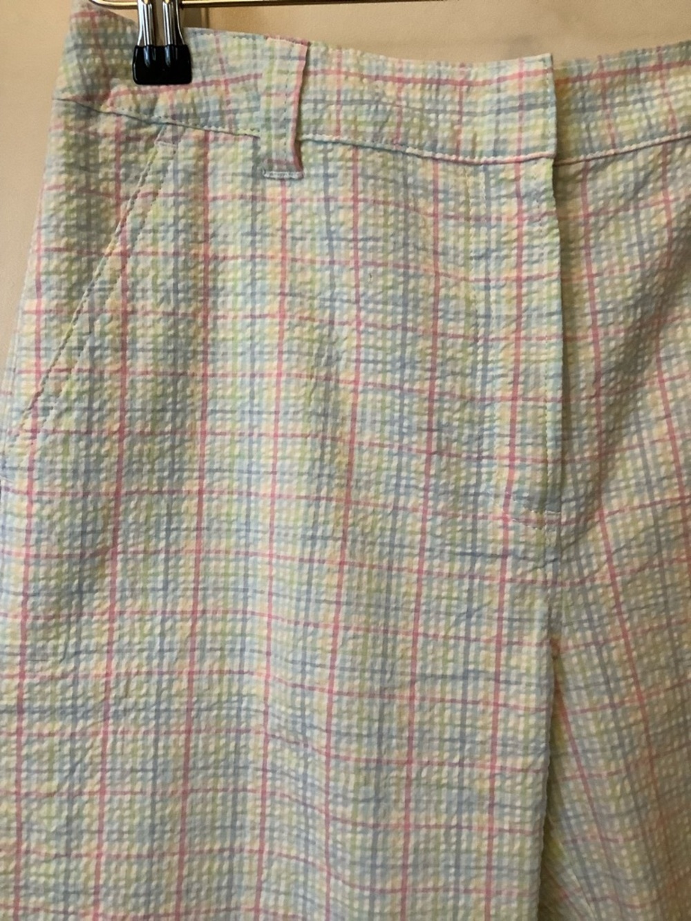 Kim Rogers Pastel Plaid Bermuda Shorts in Mint, Pink & Blue - Picture 3 of 7